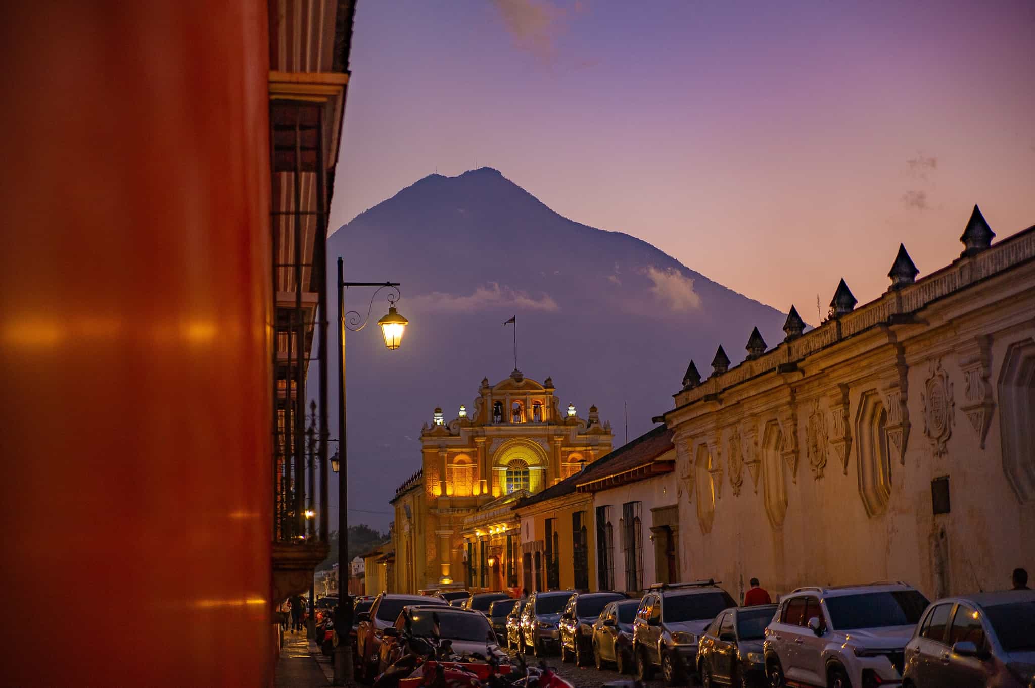 Antigua at sunset, Guatemala.