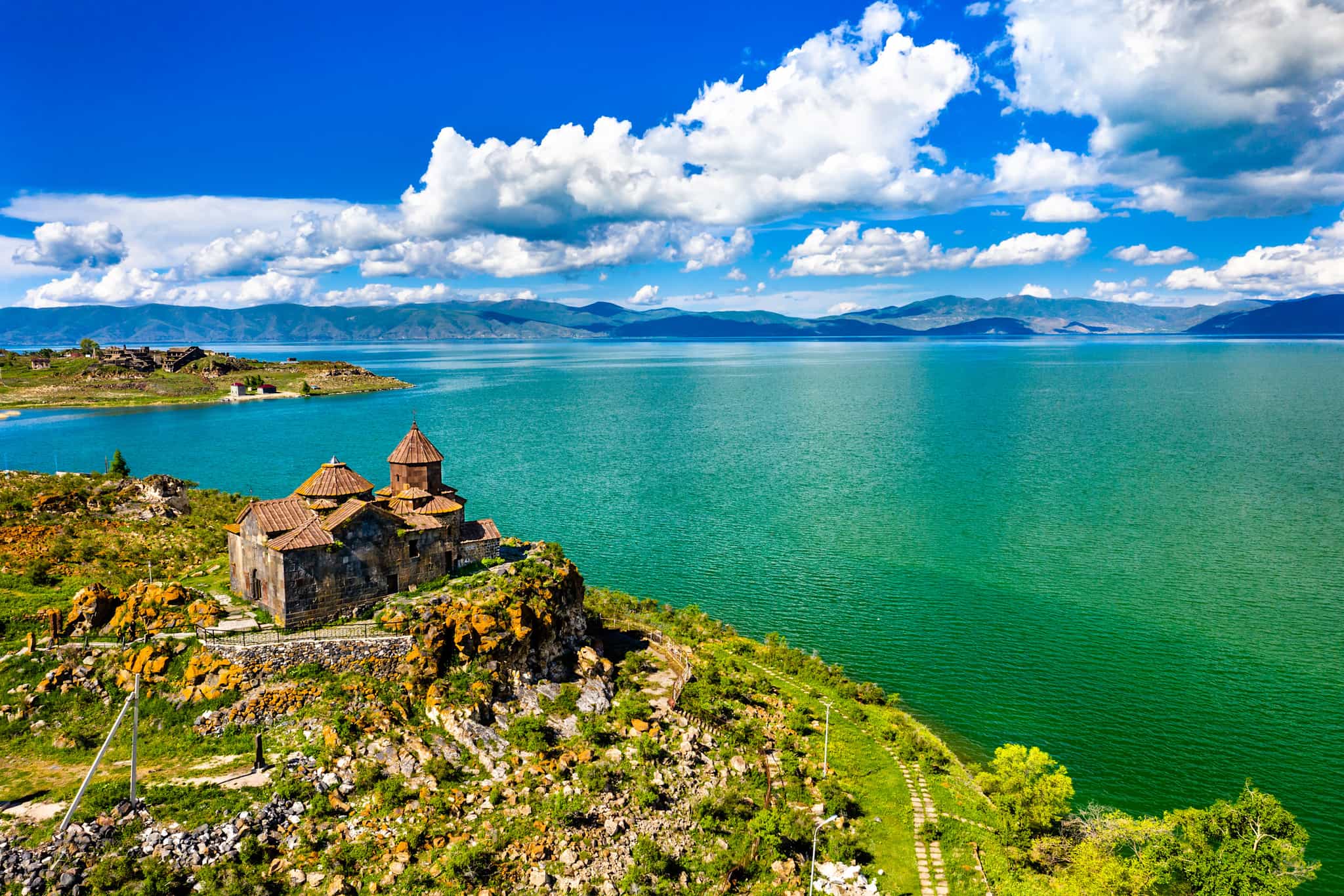 Hayravank monastery on the shores of Lake Sevan in Armenia.