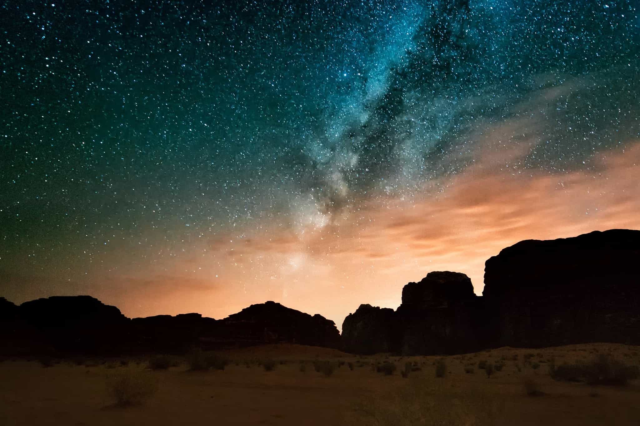 Wadi Rum, Jordan, at night. Photo: iStock-504118932