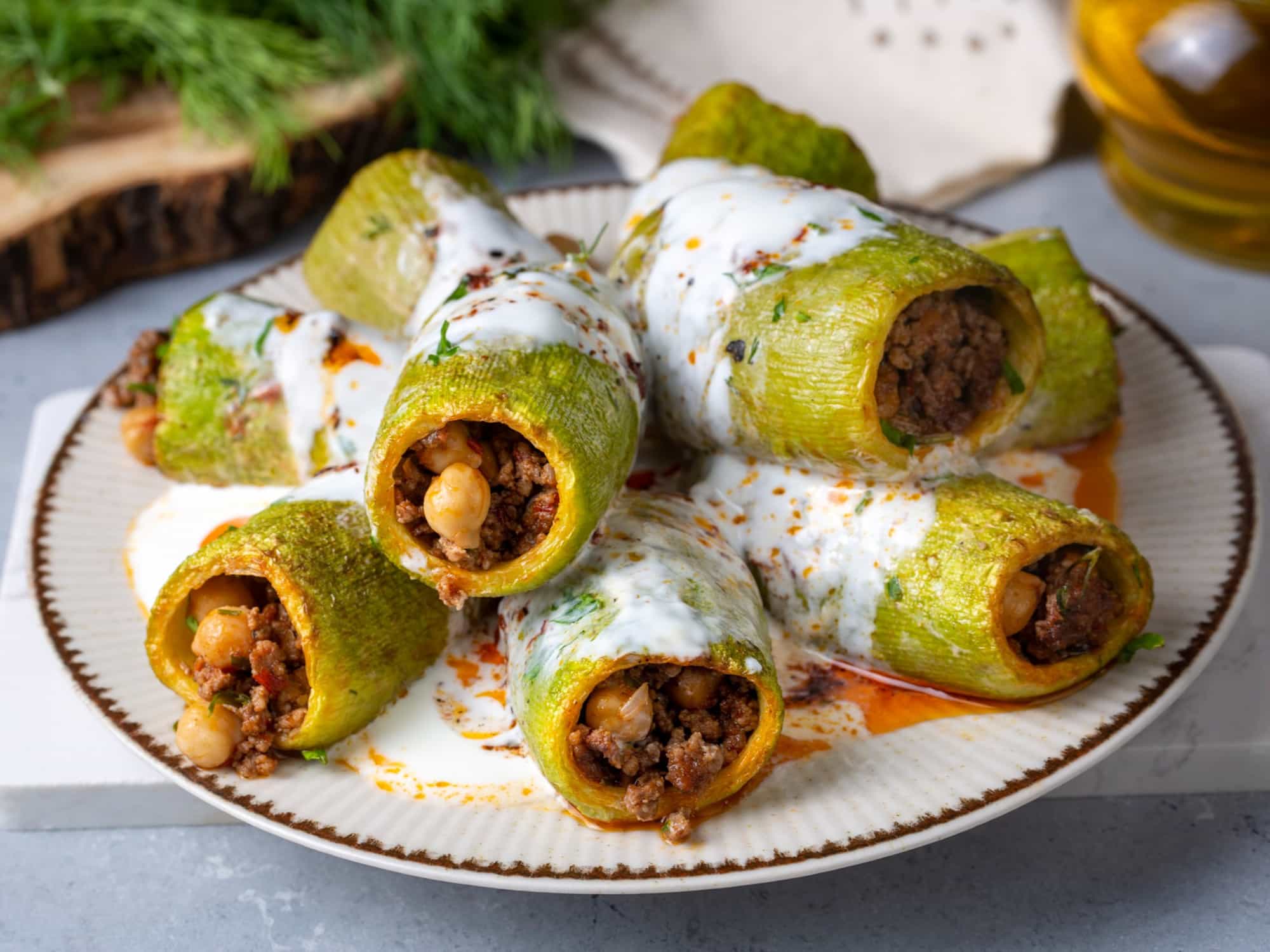 Traditional Turkish dishe; stuffed zucchini.