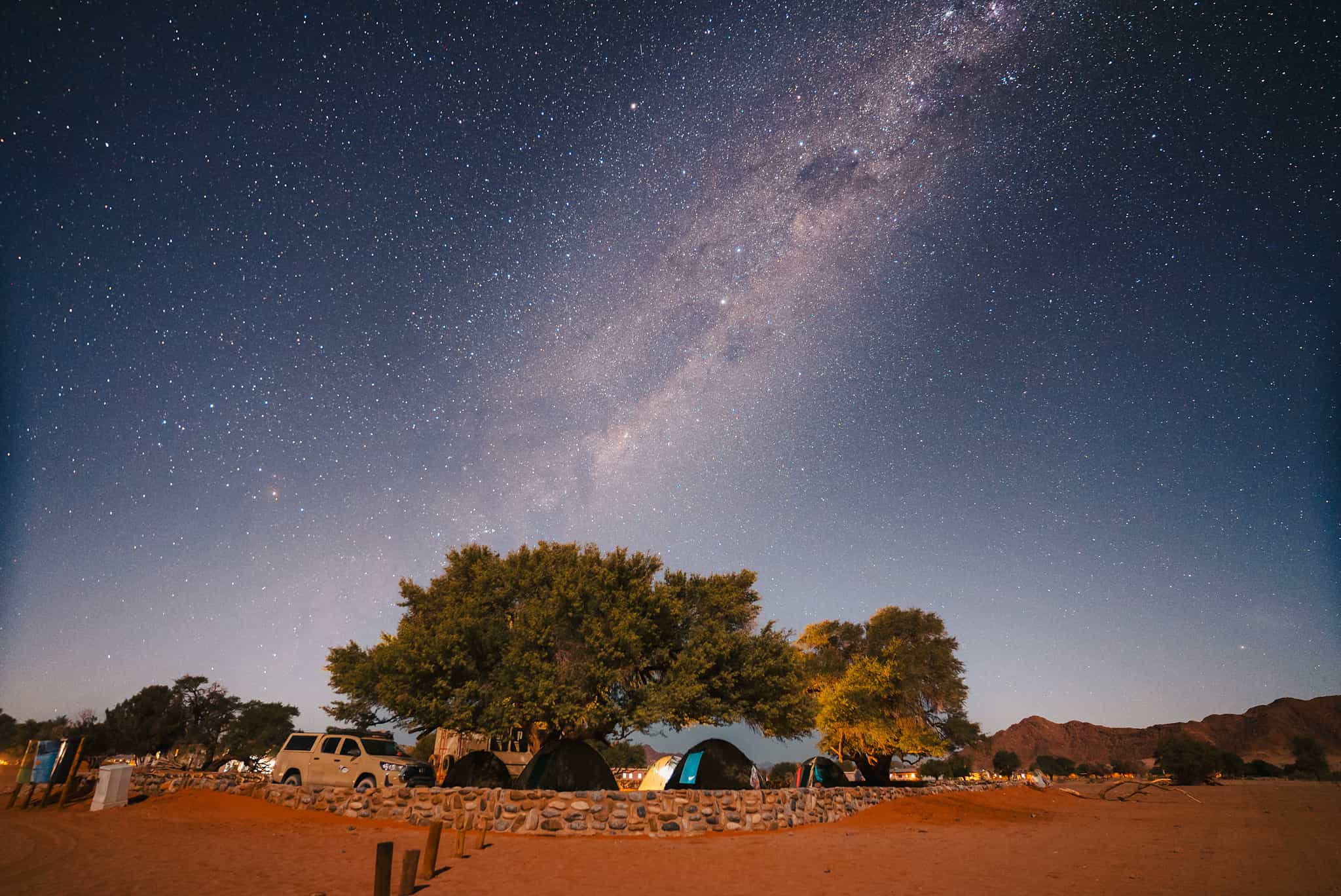 Camping under the Milky Way at Naukluft in Namibia