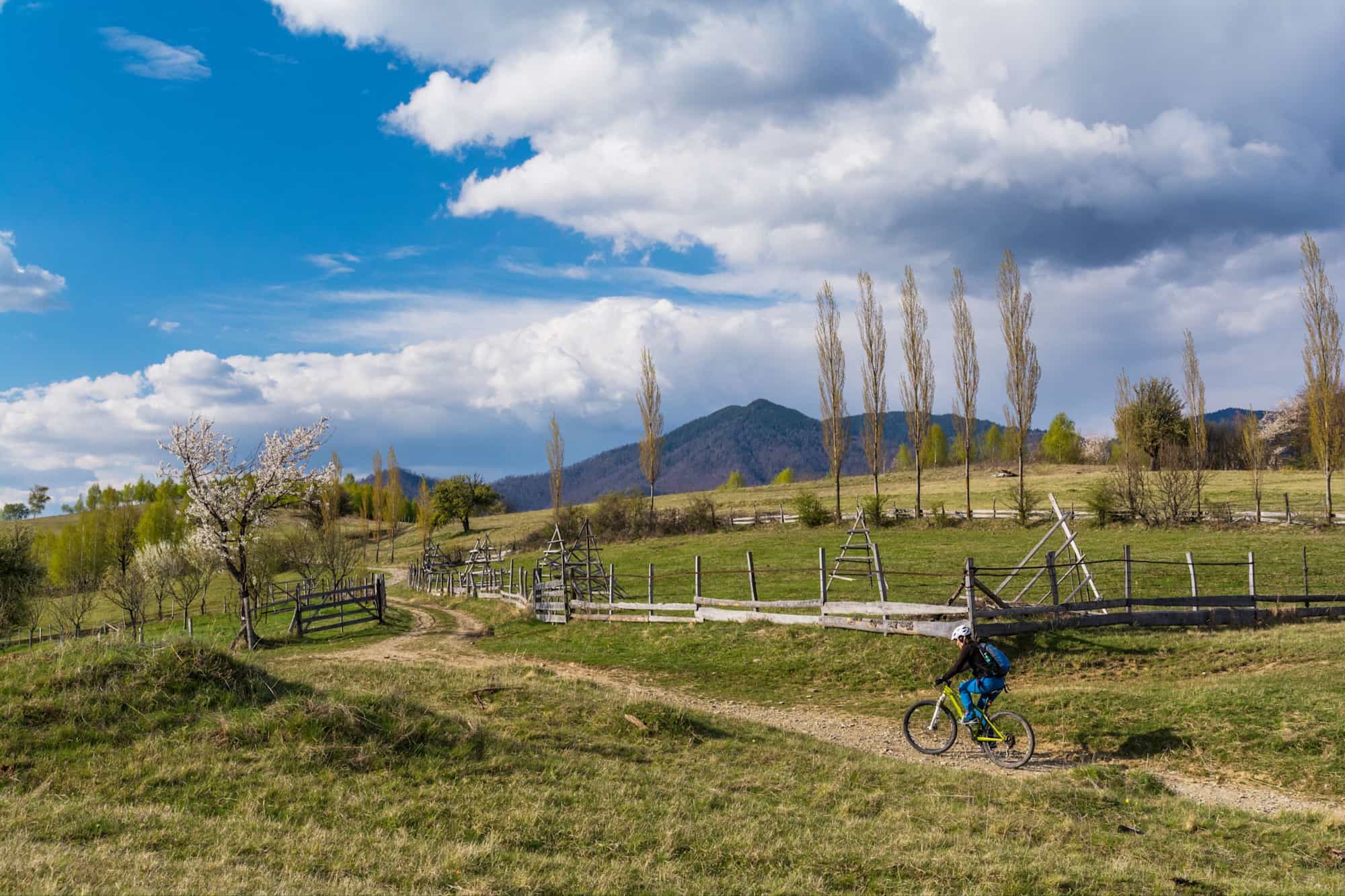 Cyclist Carpathian Mountains, Transylvania, Romania Photo:shutterstock 1024796269