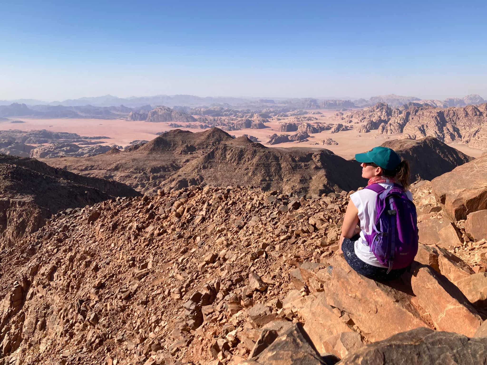 Hiker on Jabal Umm ad Dami, Wadi Rum, Jordan - Photo: MBA Staff/Ruth Howarth