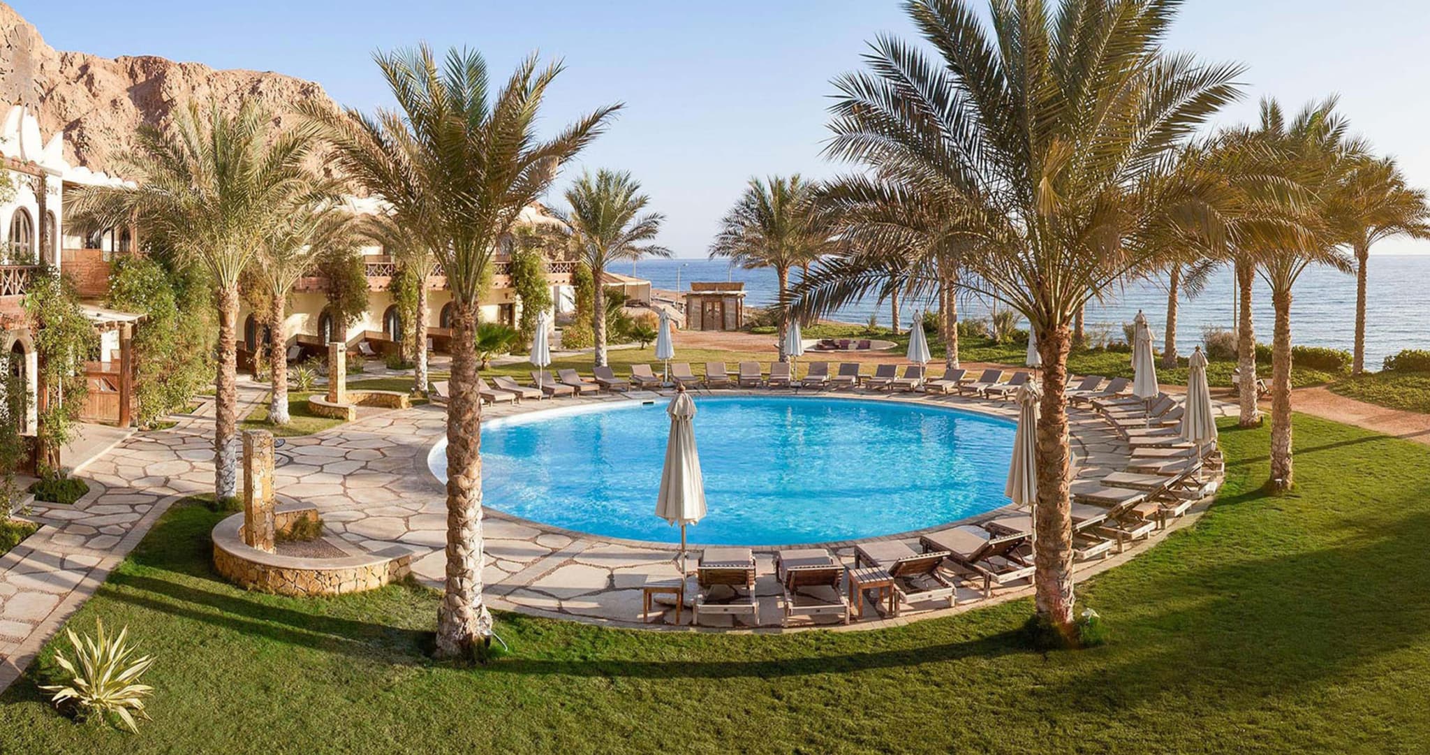 Pool Area, Dahab Paradise Hotel, Dahab, Egypt. Photo: Accommodation/Dahab Paradise Hotel