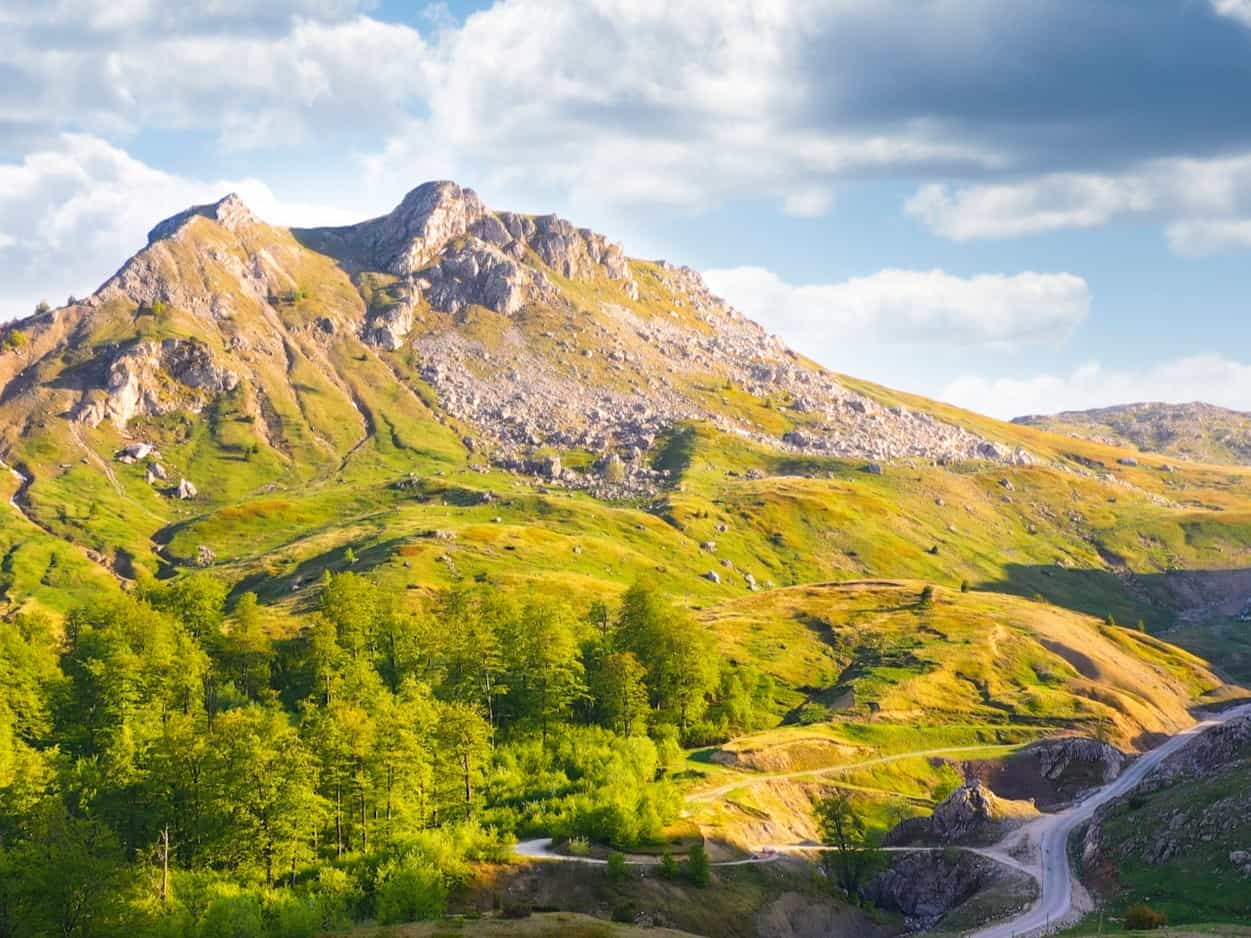 Drone shot - Visočica Mountain near Bjelašnica – Sarajevo Region, Bosnia