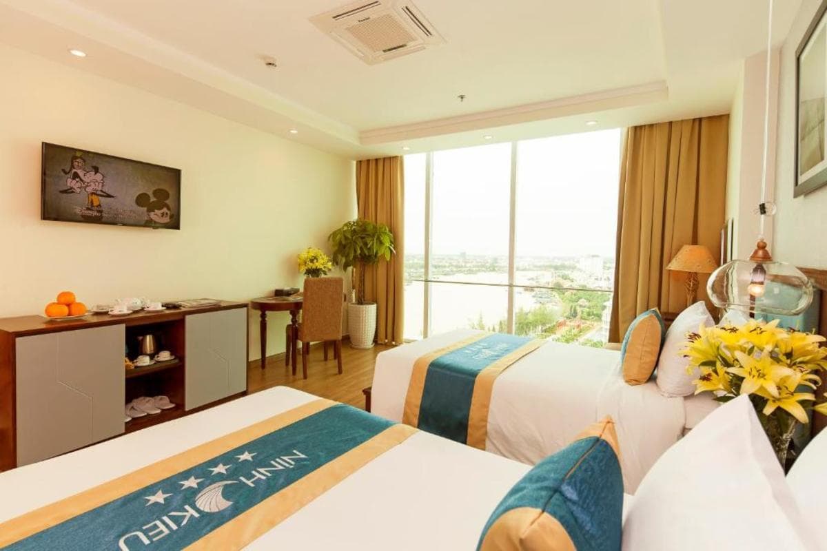 Twin rooom at Ninh Kieu Riverside hotel, Can Tho Vietnam