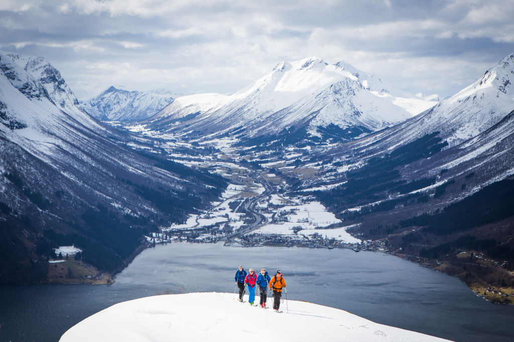 Four people ski touring in Stranda, Sweden.