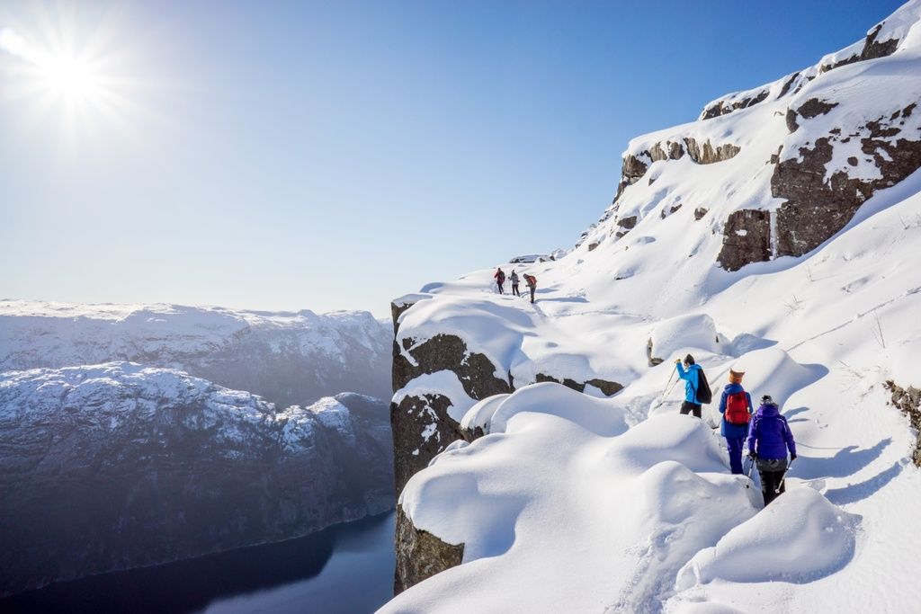 Discovery Route, Norway A snowy day on the Norwegian fjords. This is common, right up until the middle of summer.