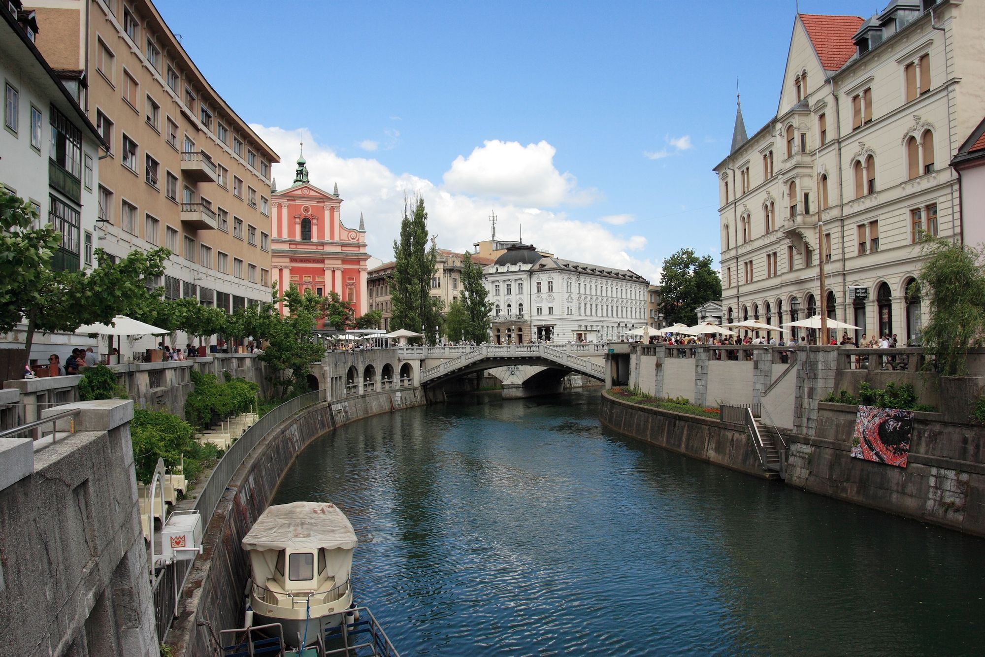 River Ljubljanica, Slovenia The Ljubljanica river runs through the scenic city centre of Slovenia's capital Ljubljana.