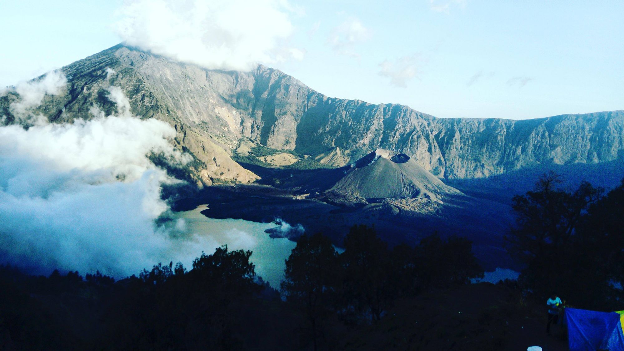 The volcanoes and landscapes seen while trekking on Mt. Rinjani, Indonesia