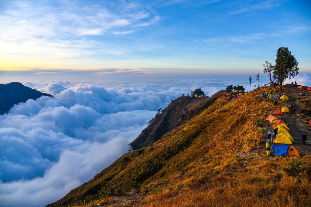 The second campsite on the Rinjani hike, looking out on a cloud immersion. Photo: Sarah Boyd