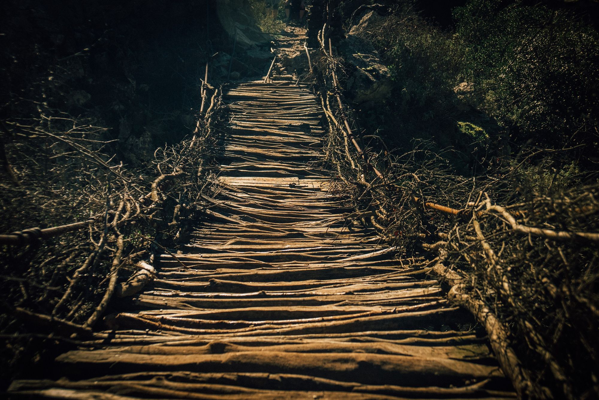 A rickety wooden bridge inAlbania