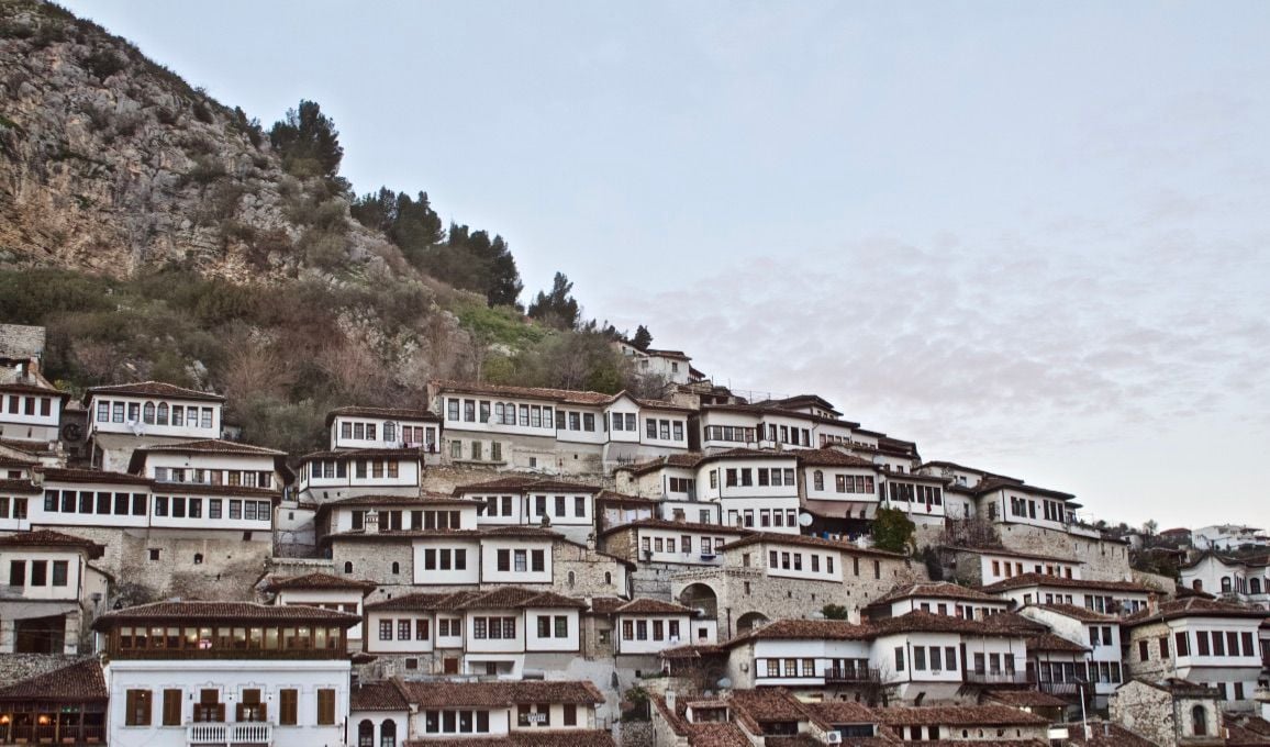 A hillside neighbourhood in Berat, Albania