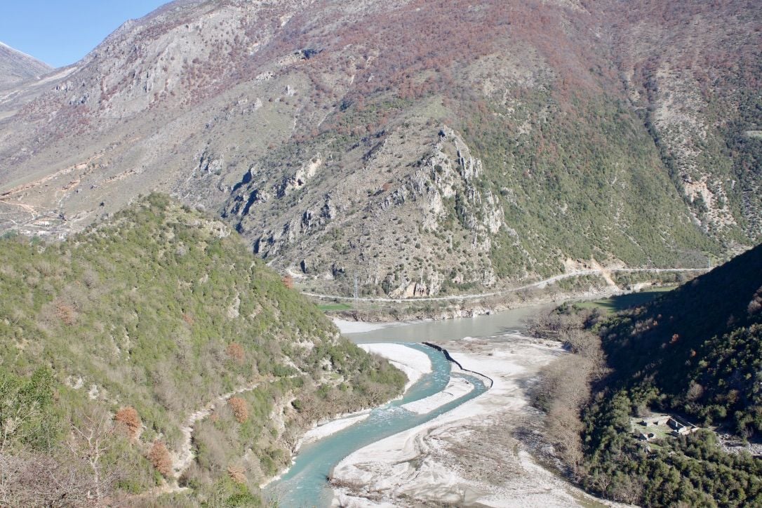Vjosa river, Albania The Vjosa river in the mountains of Albania