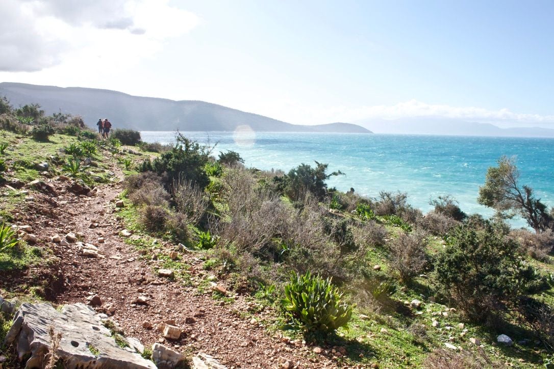 A gravel trail which runs by the coast in Albania.