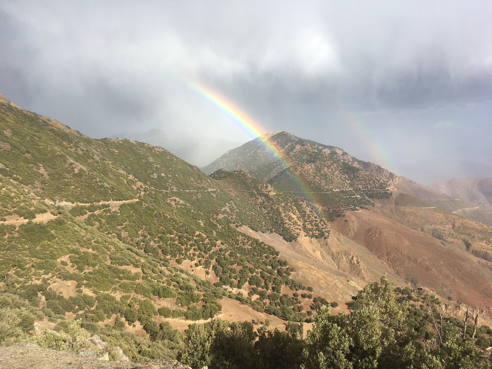 Morocco A rainbow over the Atlas Mountains, in Morocco