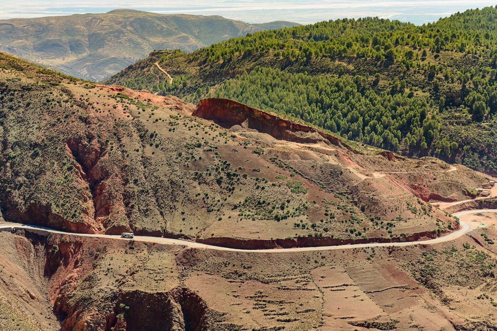 Morocco A winding mountain road in Morocco