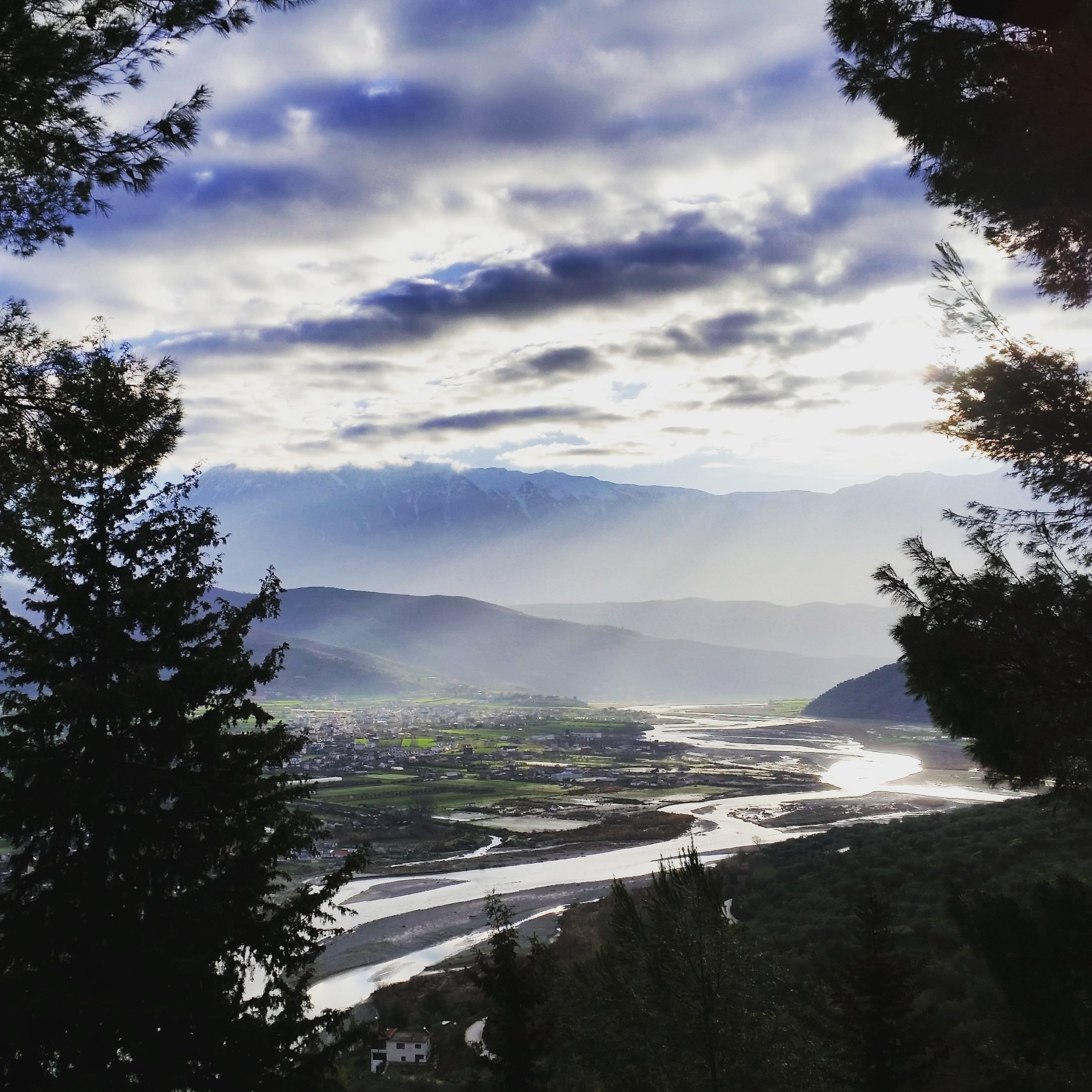 A view of the Vjosa river from Berat in Albania