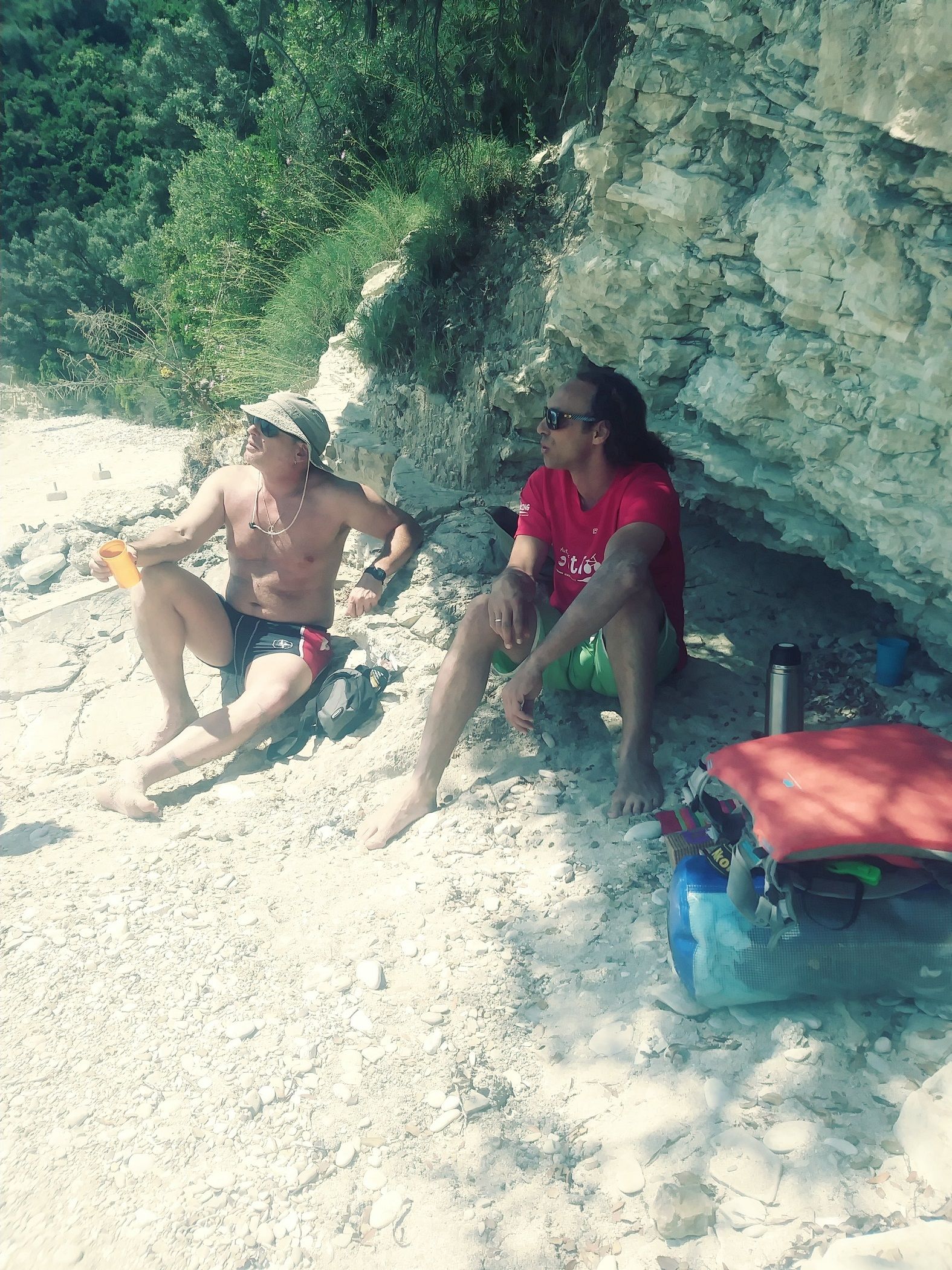 Holiday makers on a quiet beach in Lefkada Greece