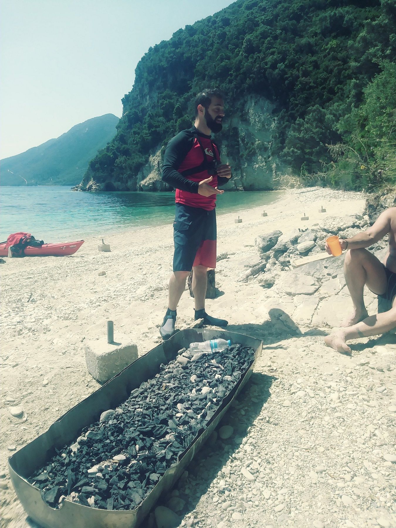 On a beach in Lefkada, Greece.