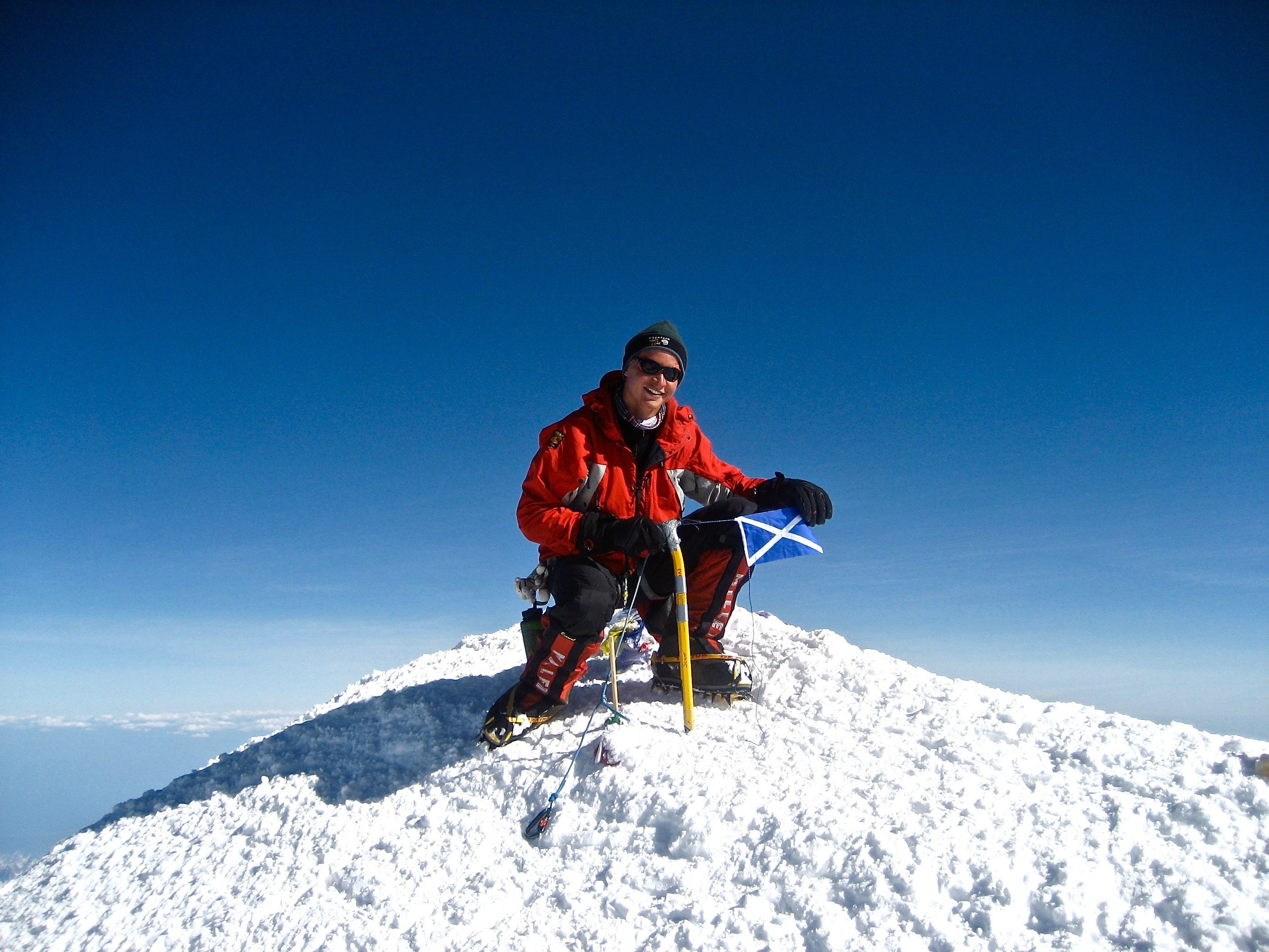 Author Geordie Stewart, summiting Mount Denali in North America