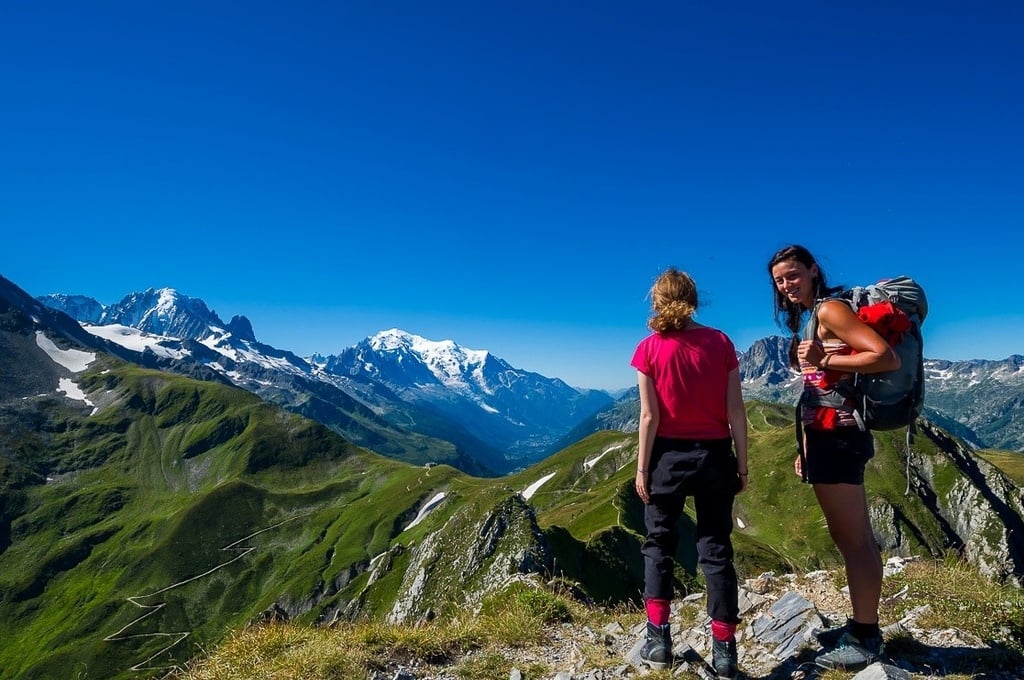 Two hikers on the Tour du Mont Blanc