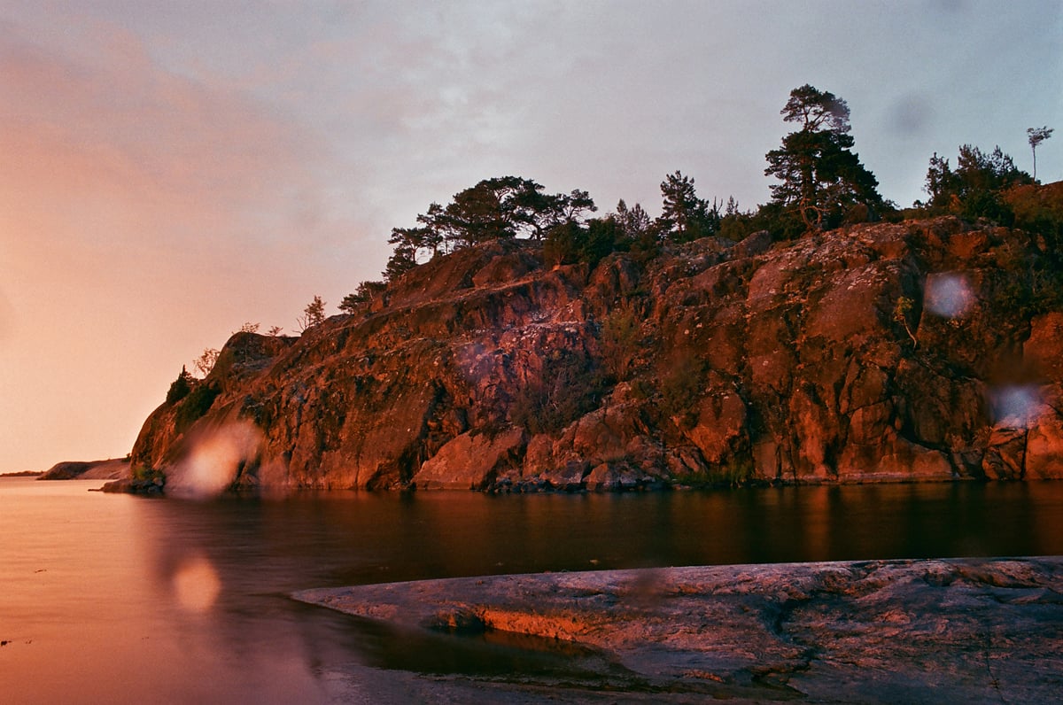 A fiery red sunset over the Sankt Anna Archipelago, Sweden