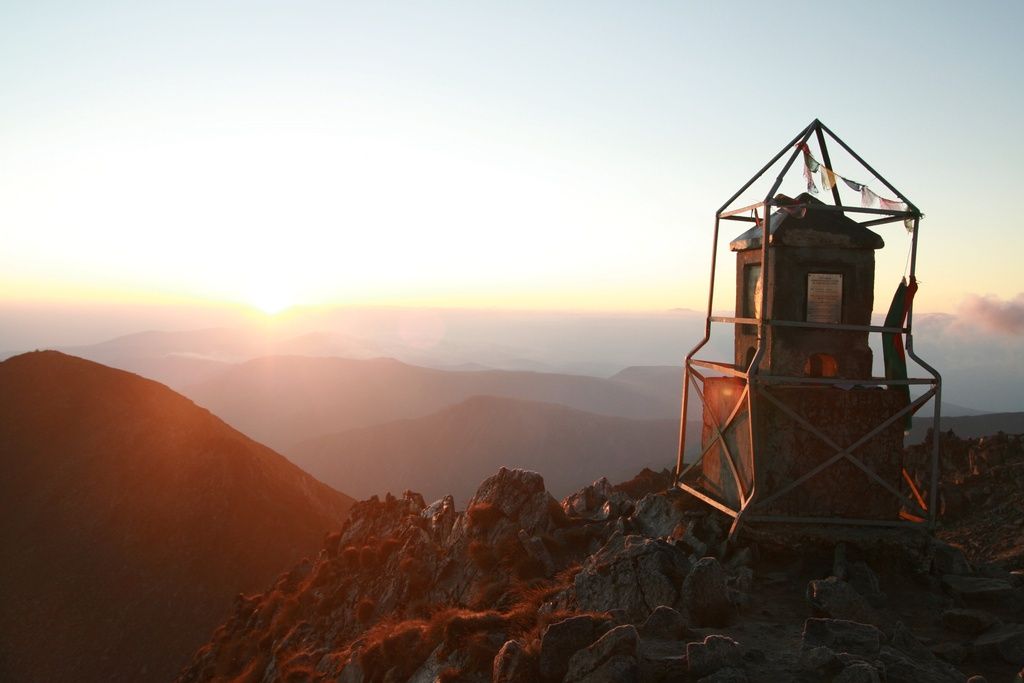 View from Mount Musala Summit, Bulgaria, at sunrise.
