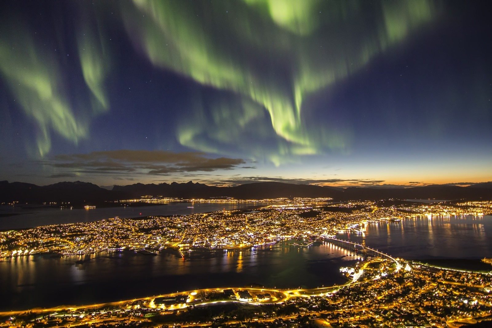 The Northern Lights above Tromso, in Norway.