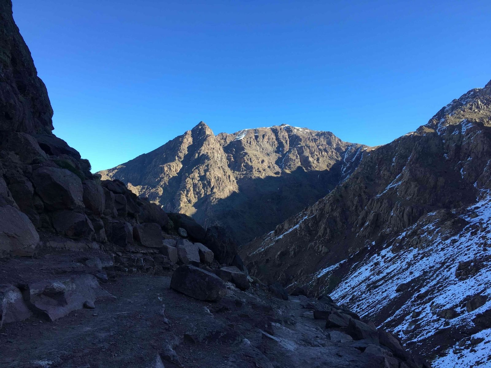 The summit of Mount Toubkal in the early morning.