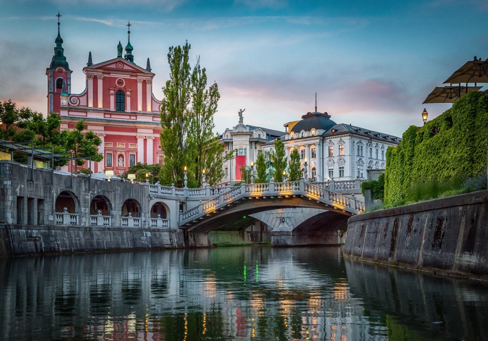 A canal in Ljubljana, Slovenia's capital.