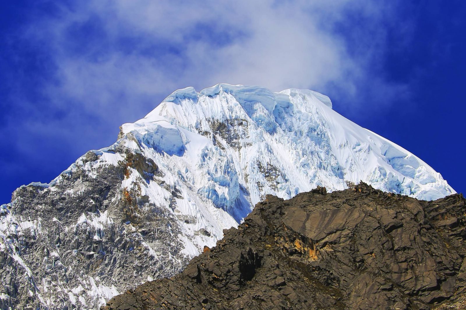 The summit of the Huascarán Mountain in Peru