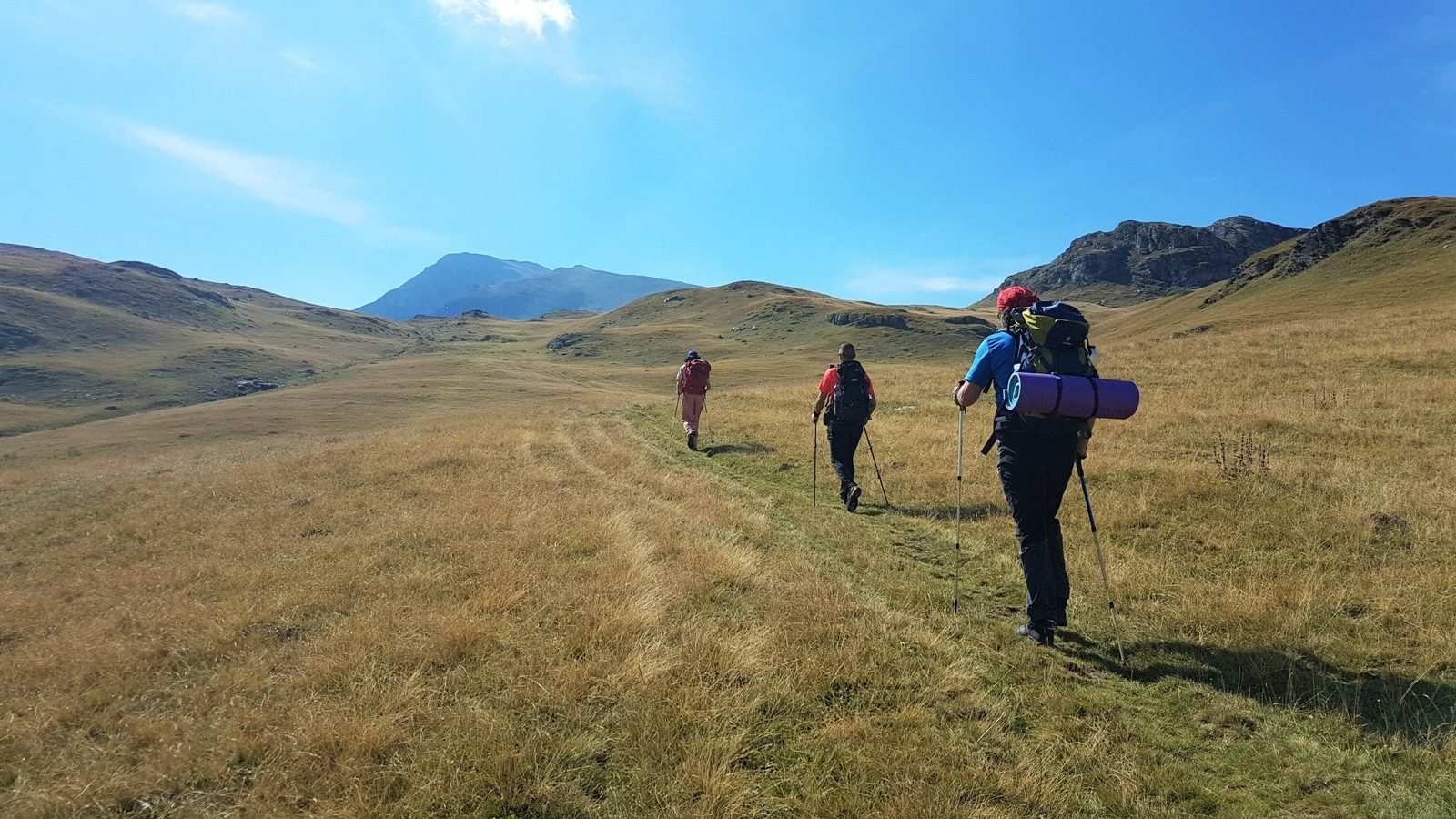 Three hikers in Kosovo.