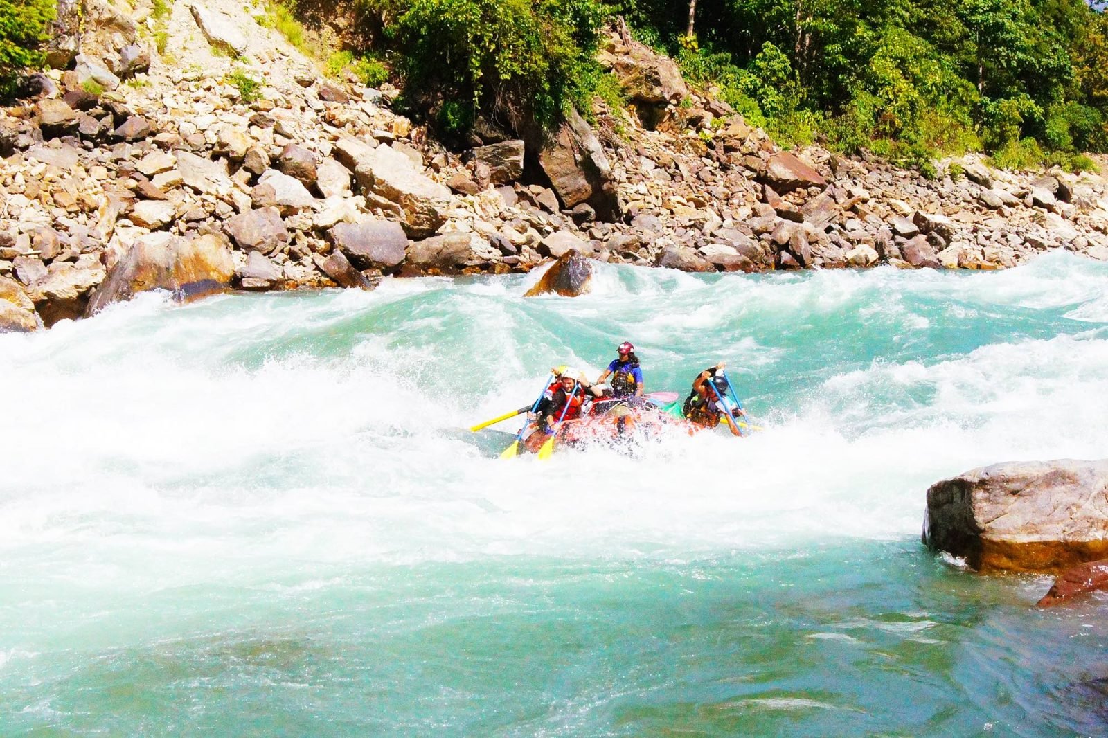 Rafting on the Sun Kosi River in Nepal, one of the most remarkable rivers in the world.