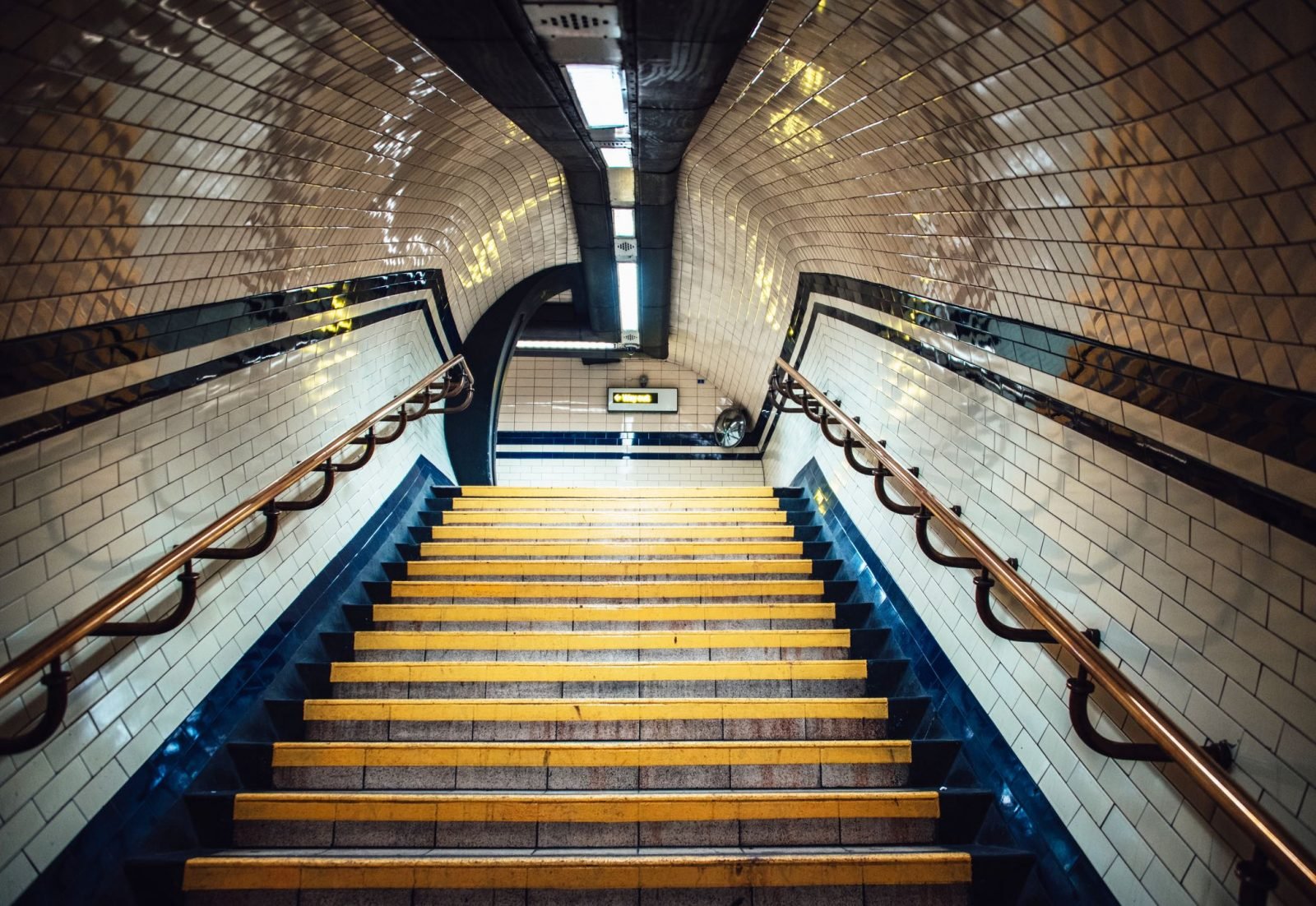 A stairway on a London Underground station