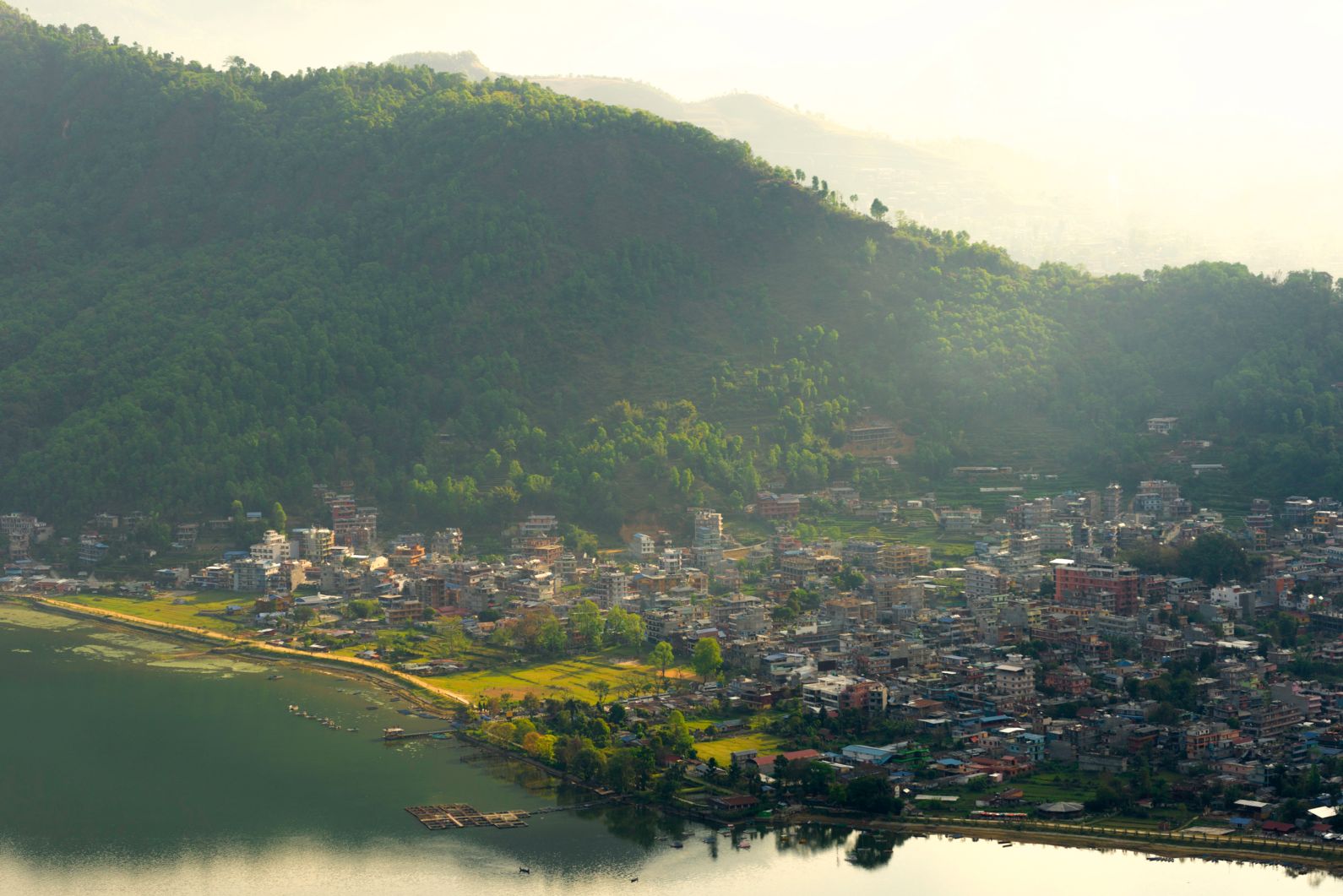 The city of Pokhara, on Phewa Lake.