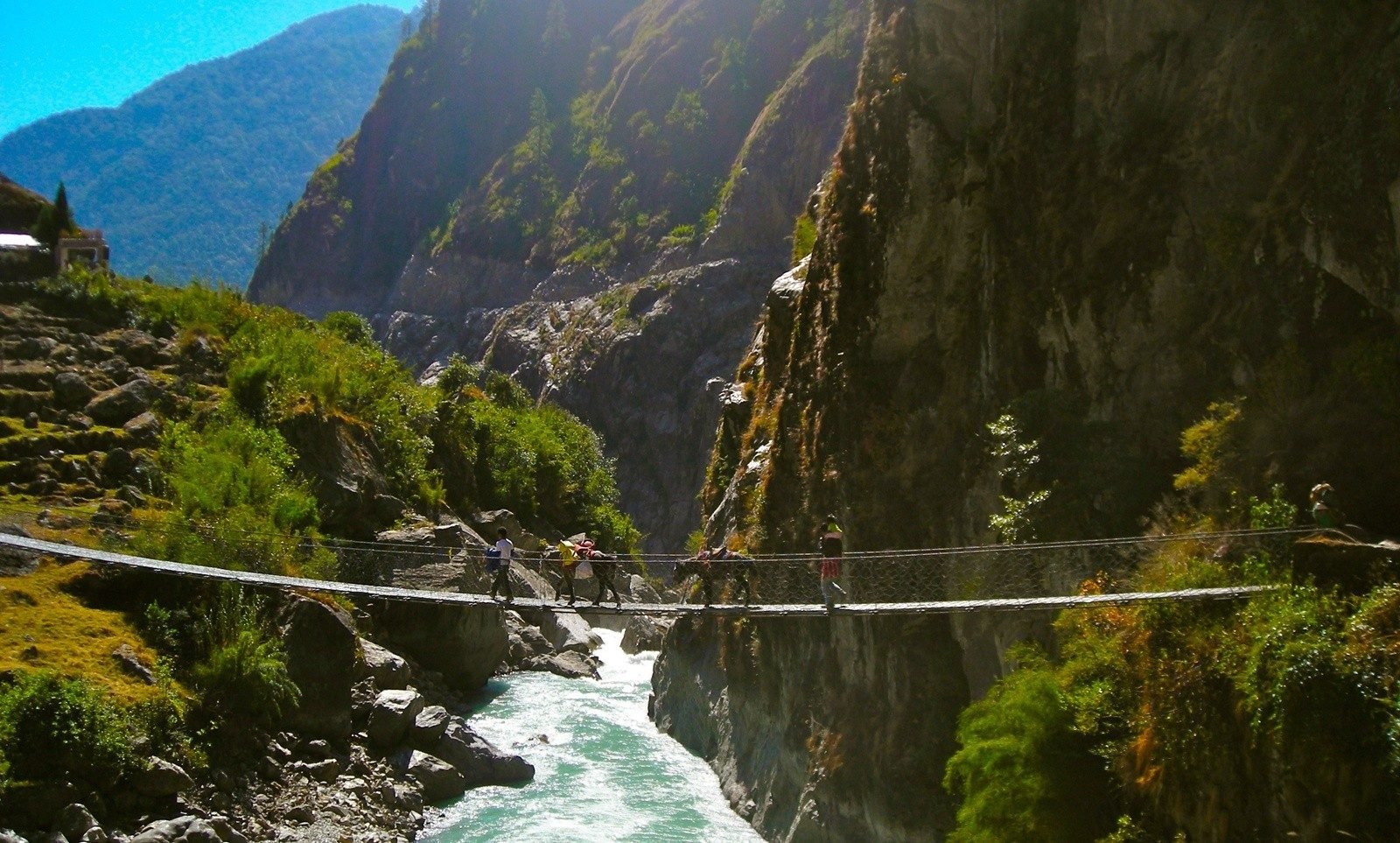 A suspension bridge on the Annapurna Circuit Trek.