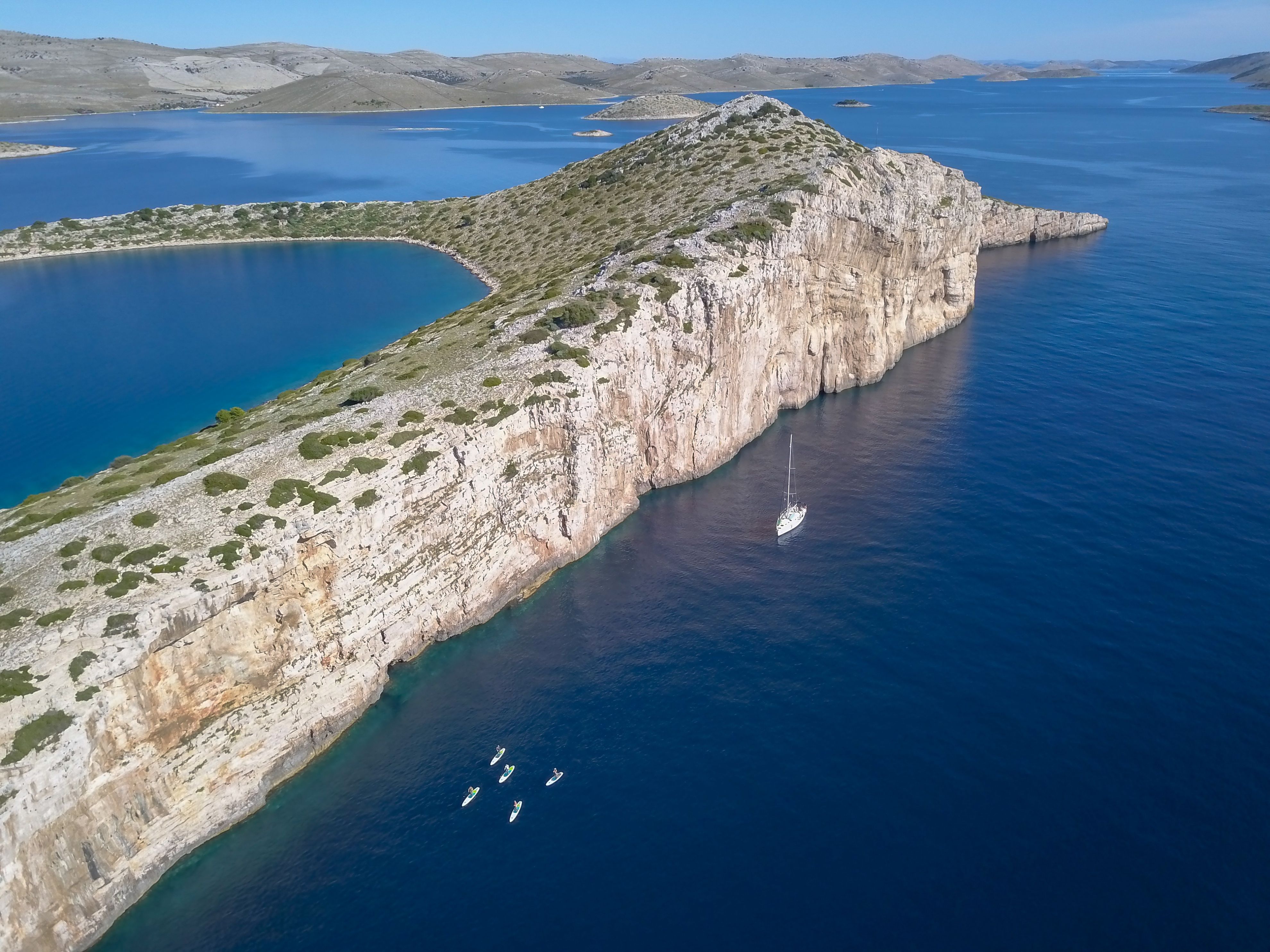SUP Sailing along the Dalmatian Coast in Croatia.