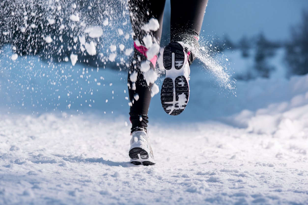 A runner on the Glacier 3000 run in the Swiss Alps