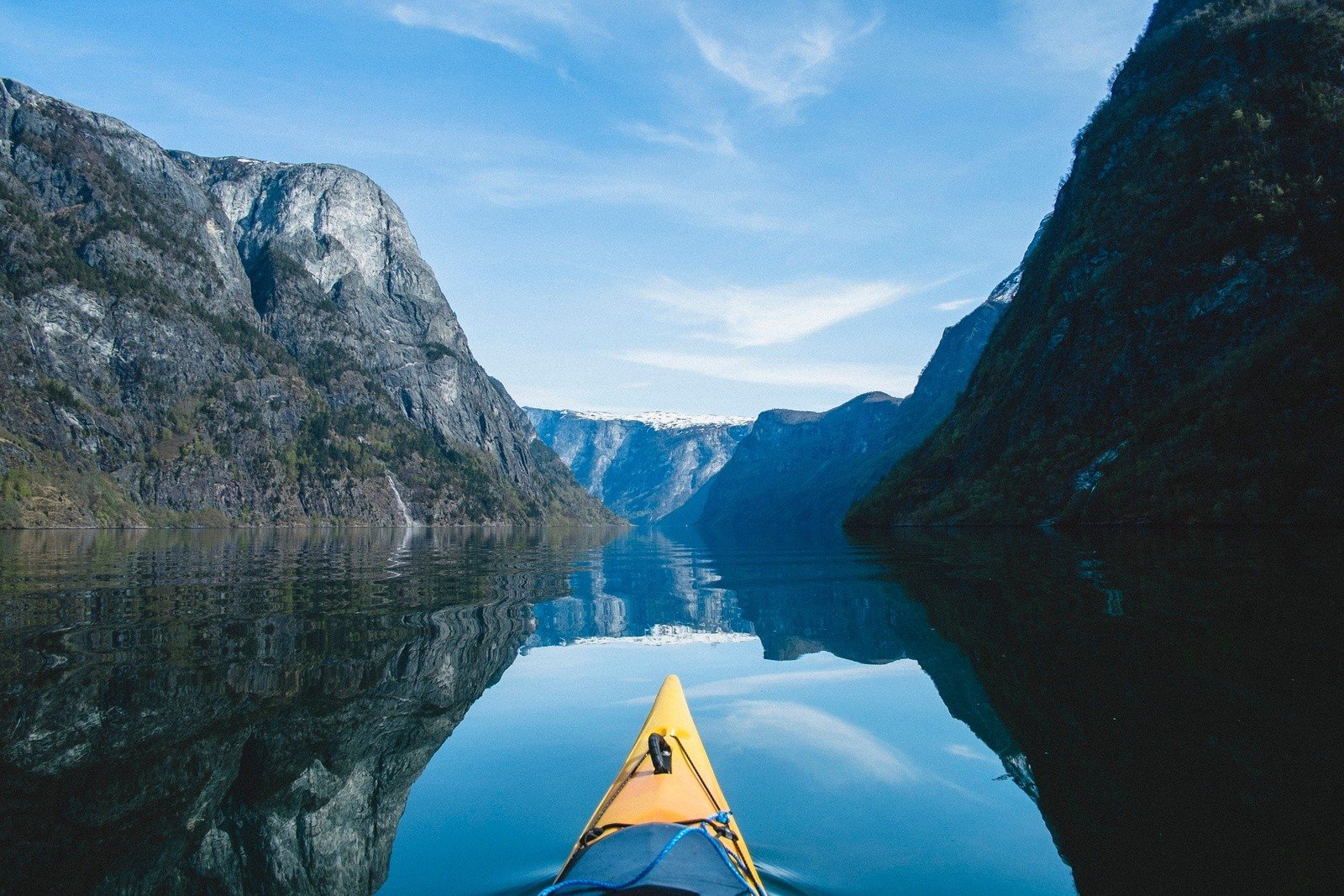 A kayak in the beautiful Norwegian Fjords