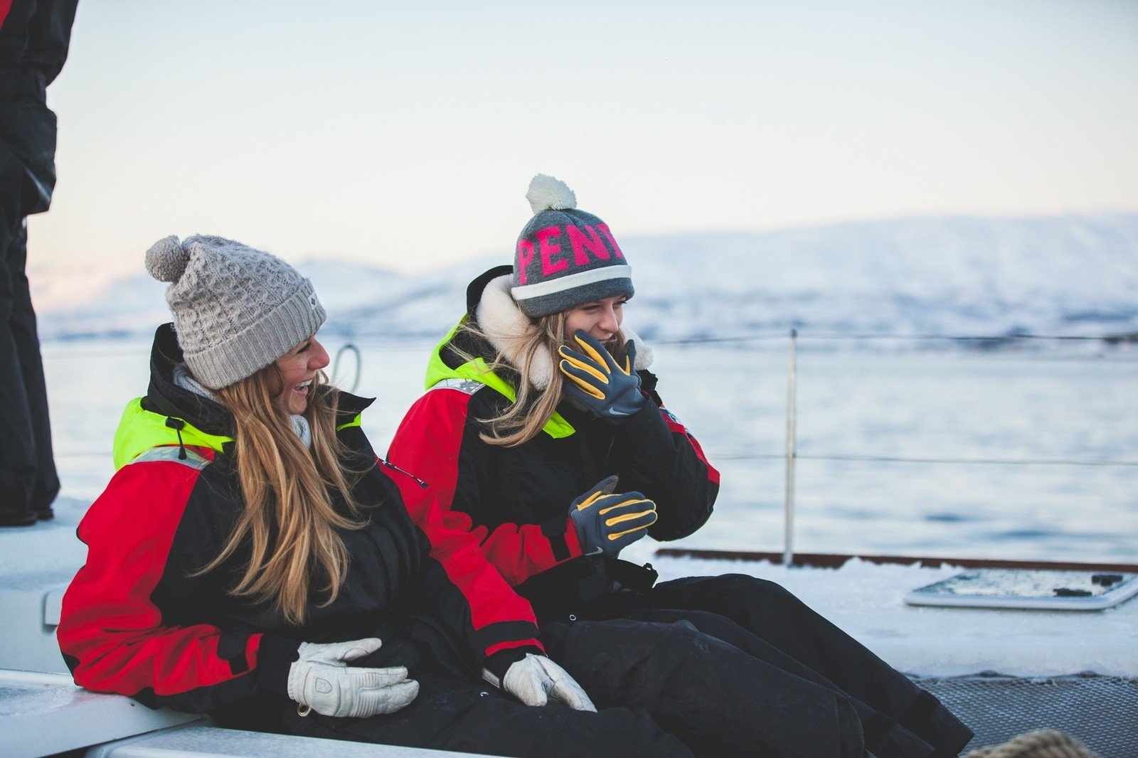Women on a boat in a Norwegian fjord