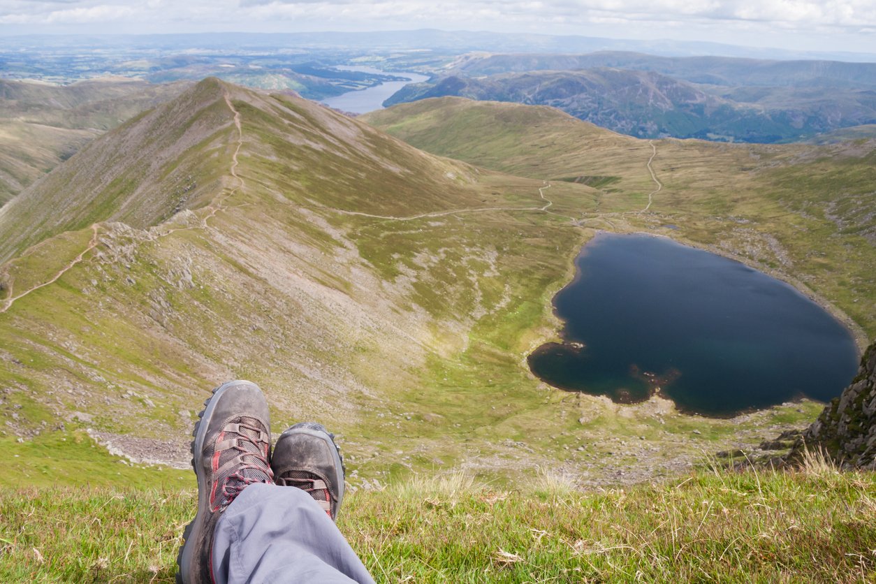 View from the top of Helvellyn, a Wainwright in the Lake District.
