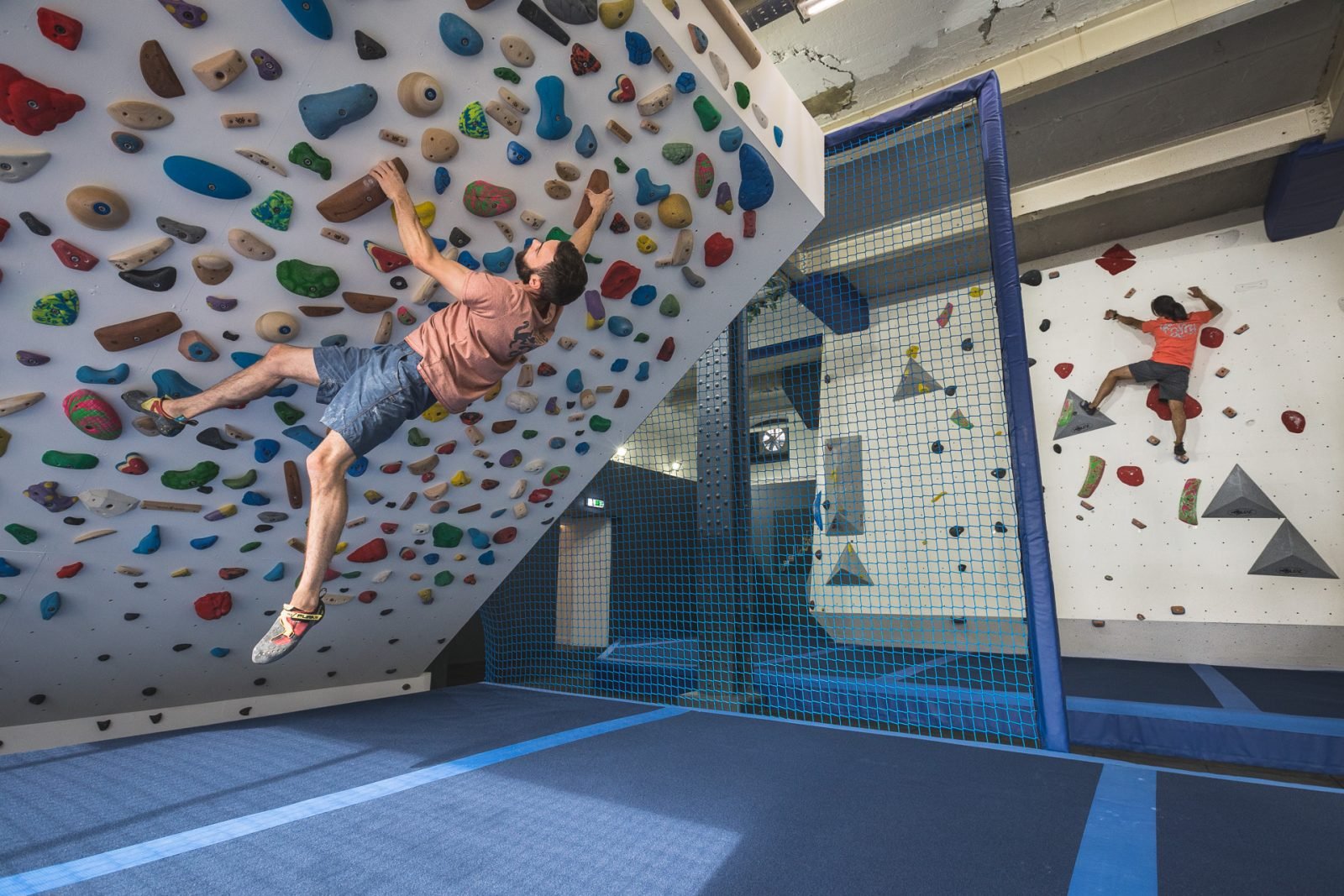 Climbers training at the Arch, an indoor bouldering centre in London.