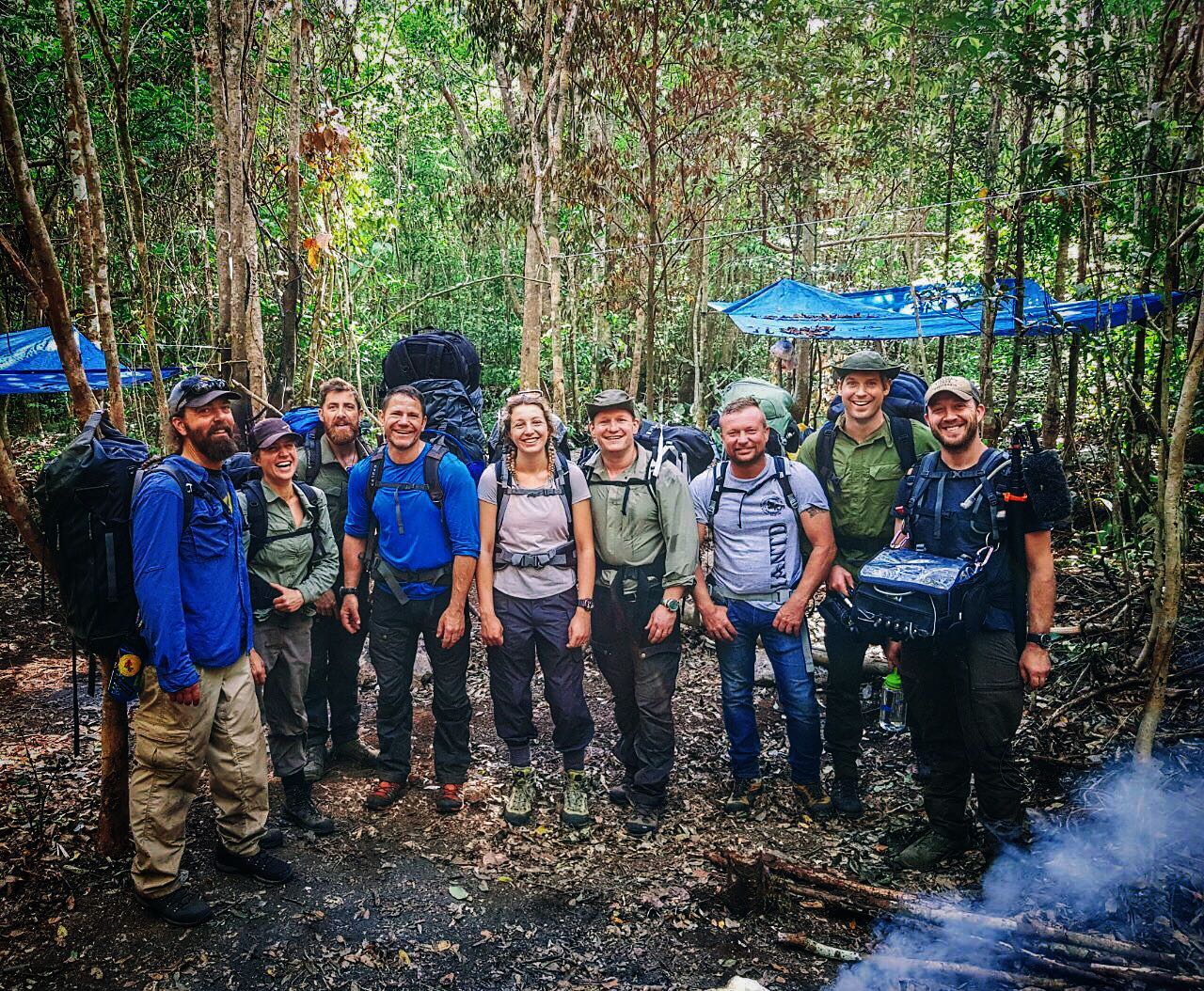 The jungle team from the Undiscovered Worlds shoot in Mexico, with Steve Backshall and Katy Fraser centre