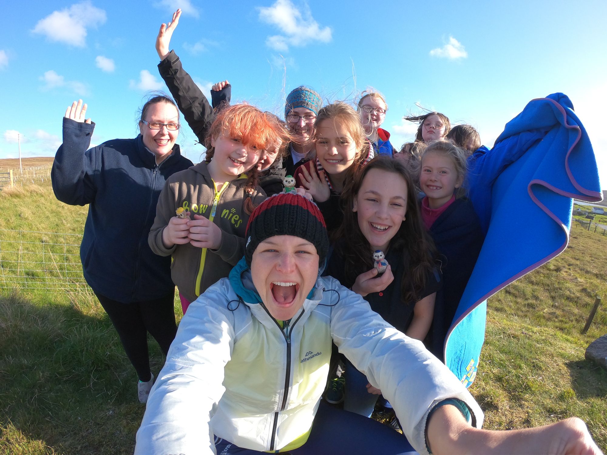 Anna with a Girlguiding group in the north of Scotland.