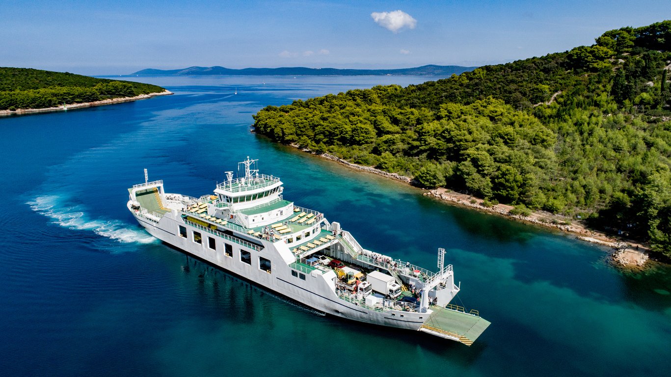 A ferry arriving to an Island in Croatia.