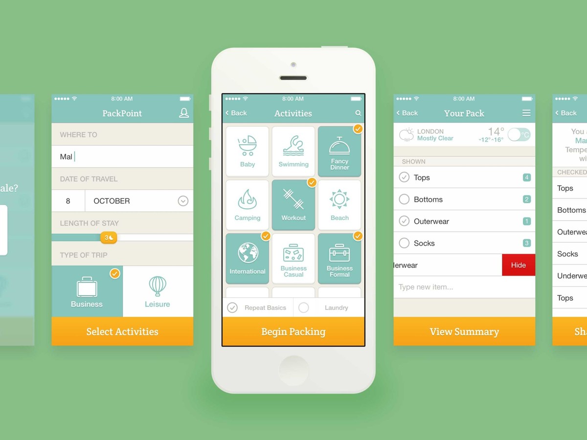 PackPoint is an app which helps you pack for travel.