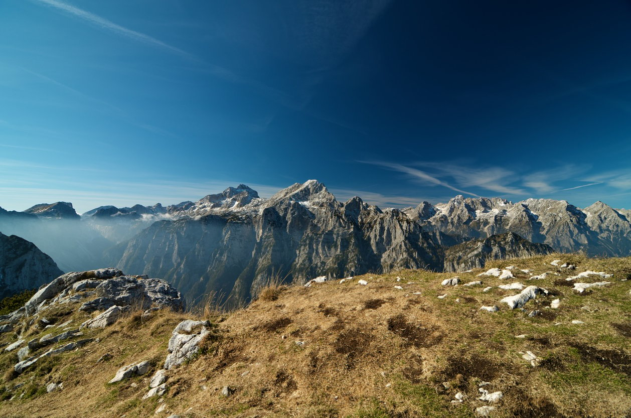 View from Debela peč, on a hiking trail in Slovenia.