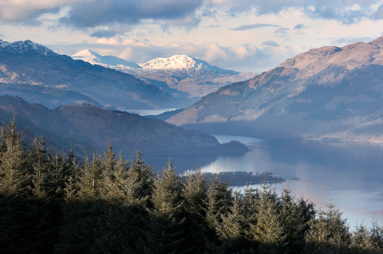 Mountains and trees near Loch Lomond