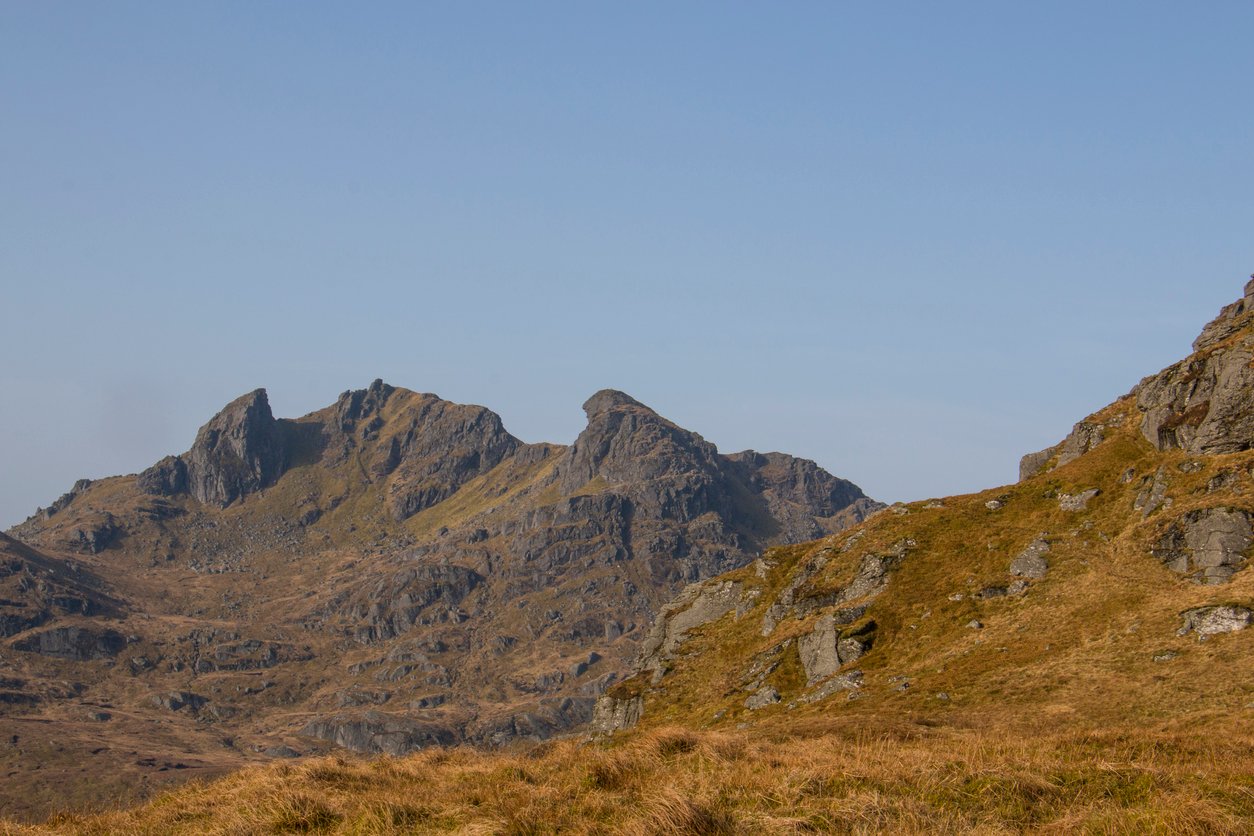The distinctive summit of The Cobbler, also known as Ben Arthur, in Scotland.